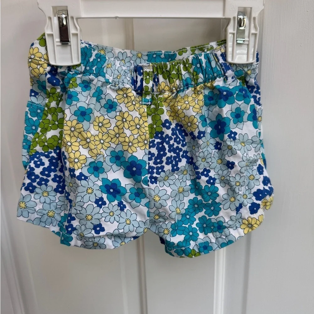 NWOT Gymboree 18-24M Girls Blue and Green Floral Formal Shorts with Pockets